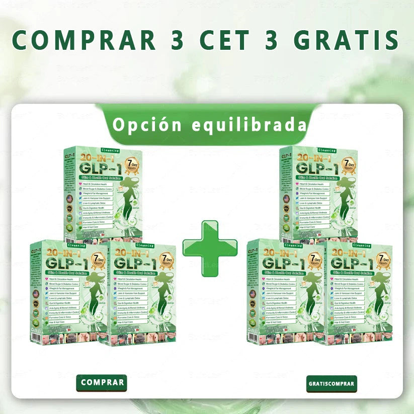 Cleansing® GLP-1 20 en 1 Suplemento Adelgazante (Resultados Visibles en 7 Días) ayuda a mejorar la obesidad, la salud cardiovascular, la diabetes, la salud intestinal, los problemas articulares, una piel más firme y un aumento de energía.